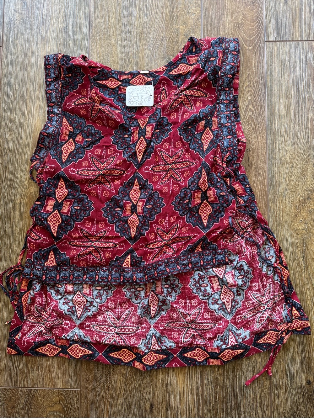 Free People Sleeveless Red Patterned Women’s Top